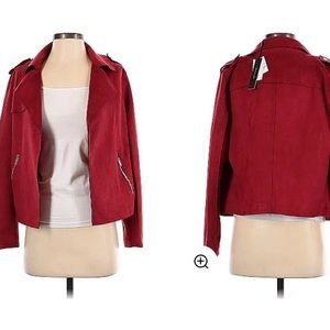 T Tahari crop faux leather moto jacket NWT